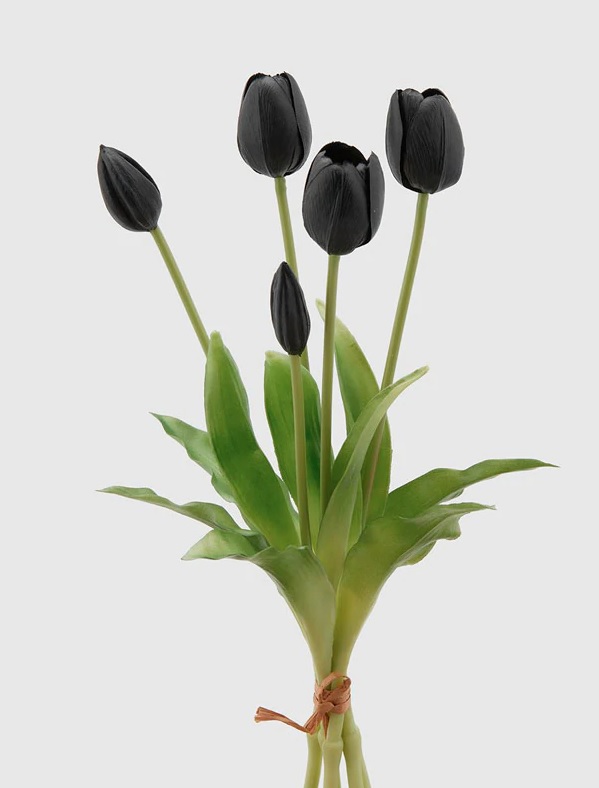 Bouquet di 5 tulipani - Nero - Fiore artificiale - EDG